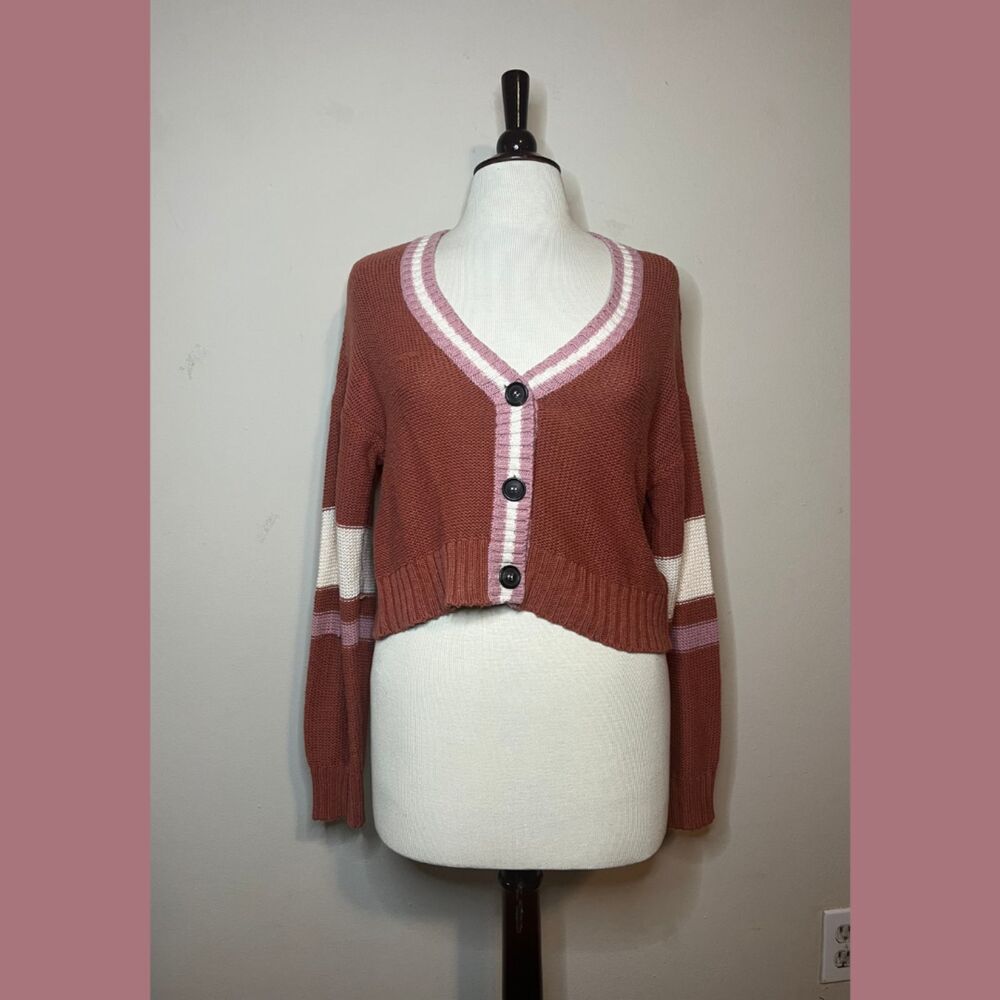 American Eagle Oversized Orange & Pink Cardigan